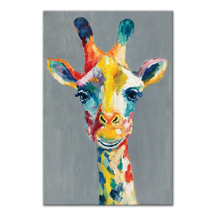 Colorful Giraffe Painting Print on Wrapped Canvas