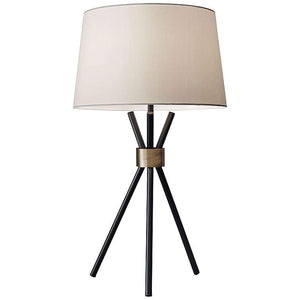 Benson Black and Antique Brass Tripod Table Lamp