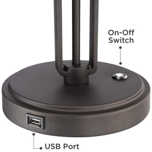 Turnbuckle Bronze LED Desk Lamp with USB Port