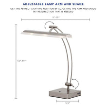 Esquire Brushed Steel Adjustable 3-Light LED Desk Lamp