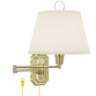 Fredericks Brass with Ivory Pleated Shade Plug-In Wall Lamp