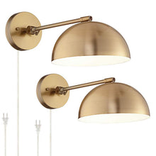 Brava Antique Brass Down-Light Plug-In Wall Lamps Set of 2