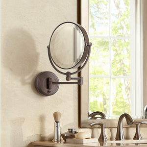 Cordless LED Pivoting Bronze Wall Mount Mirror