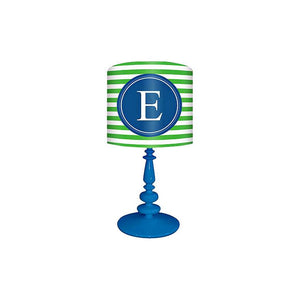 Blue And Green "E" Striped Monogram Kids Table Lamp