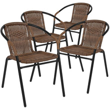 4 Pack Gray Rattan Indoor-Outdoor Restaurant Stack Chair