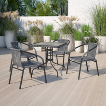 4 Pack Gray Rattan Indoor-Outdoor Restaurant Stack Chair