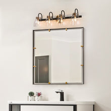 Coria 4-light Modern Brass Gold Bathroom Vanity Lights Glass Wall Sconces - L 28.7" x W 6.9" x H 7.9"