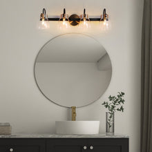 Coria 4-light Modern Brass Gold Bathroom Vanity Lights Glass Wall Sconces - L 28.7" x W 6.9" x H 7.9"