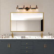 Coria 4-light Modern Brass Gold Bathroom Vanity Lights Glass Wall Sconces - L 28.7" x W 6.9" x H 7.9"