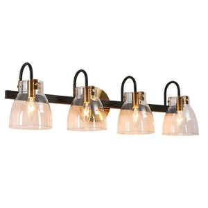 Coria 4-light Modern Brass Gold Bathroom Vanity Lights Glass Wall Sconces - L 28.7" x W 6.9" x H 7.9"