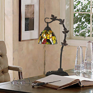 Cotulla Bronze Desk Lamp with Tiffany-Style Glass Shade