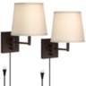 Lanett Brushed Nickel Swing Arm Modern Plug-In Wall Lamps Set of 2