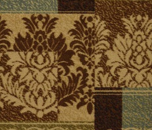 Damask Brown Green Beige Non Skid Area Rugs