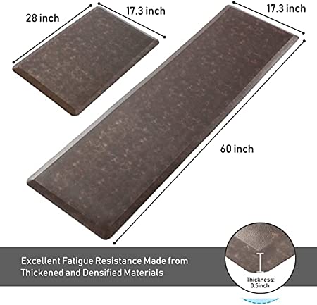 Rzoysia 2pc Kitchen Mats Anti Fatigue Mat for Kitchen Floor