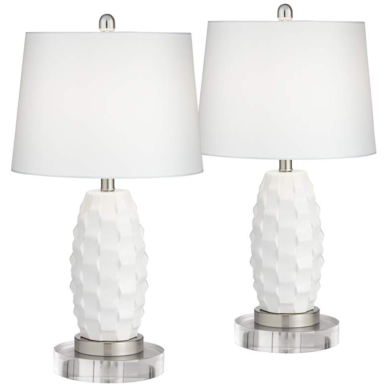 Scalloped Ceramic Table Lamps With Dimmers With 8