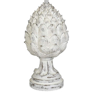 Large Artichoke Finial White Wash Table Lamp