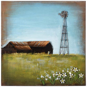 Farm View 24" Square Metal Frameless Wall Art