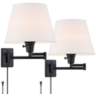 Clement Black Plug-In Swing Arm Wall Lamp Set of 2