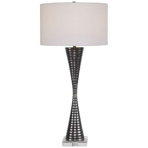 Renegade Black Metal Ribbed Hourglass Table Lamp