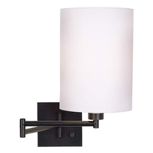 White Cylinder Shade Espresso Swing Arm Wall Lamp