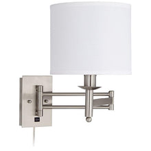 Lundi Brushed Steel Plug-In Modern Swing Arm Wall Lamp