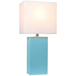 Elegant Designs Aqua Leather Table Lamps Set of 2