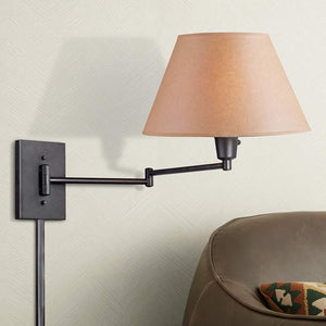 Kenroy Black Simplicity Plug-In Swing Arm Wall Lamp