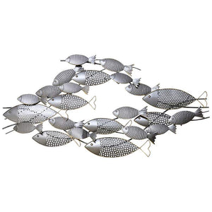 Amaia Pewter School of Fish 47" Wide Metal Wall Art