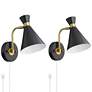 Venice Matte Black Cone Wall Lamps Set of 2