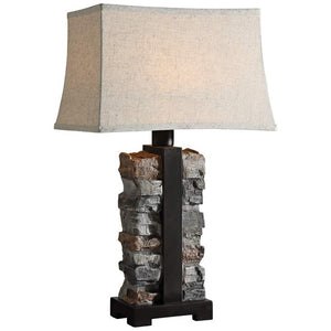 Kodiak Stacked Stone Concrete Outdoor Table Lamp