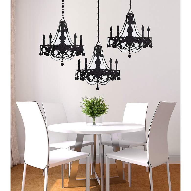 Beaded Chandelier Black and Gray Large Wall Decal