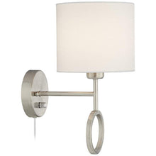 Amidon Brushed Nickel Drop Ring Plug-In Wall Lamps Set of 2