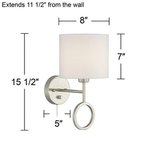 Amidon Brushed Nickel Drop Ring Plug-In Wall Lamps Set of 2