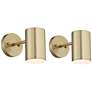 Carla Polished Brass Down-Light Hardwire Wall Lamps Set of 2