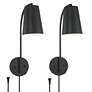 Sully Black Plug-in Wall Lamps Set of 2 with USB Ports