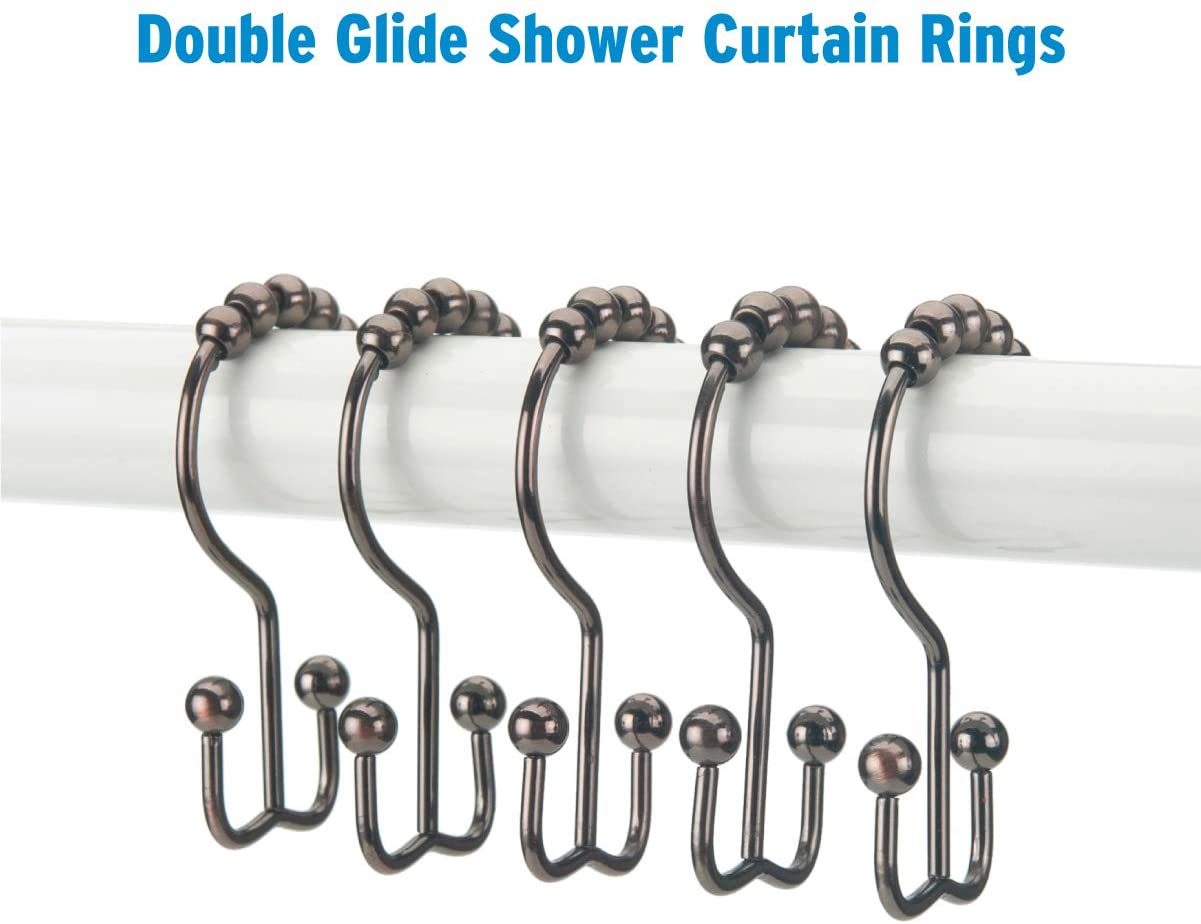 Shower Curtain Hooks Rings, Rust-Resistant Metal Set of 12 Hooks – Modern  Rugs and Decor