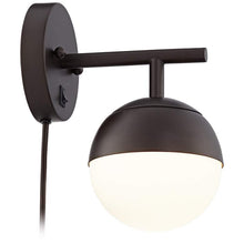 Luna Frosted Glass and Bronze Globe Plug-In Wall Lamp