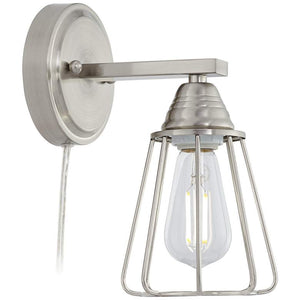 Adelaide Brushed Nickel Cage Plug-In Wall Lamp