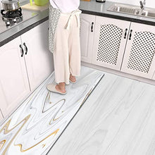 Colorful Star Anti Fatigue Kitchen Rug Leather Runner Mat Waterproof Non Slip Cushioned Kitchen Floor Mats Oil Resistant Kitchen Comfort Mat for Floor Sink Laundry Office 17" x 47" Luxury White Marble