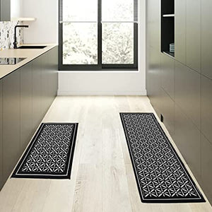 Kitchen Rugs Kitchen Mat Set of 2 Kitchen Rug Non-Slip Kitchen Rugs and Mats 47.3x17.3/31.5x17.3 Inch Floor Mat Doormat Runner Rug for Kitchen, Laundry, Living Room, Bedroom, Bathroom, Front Door