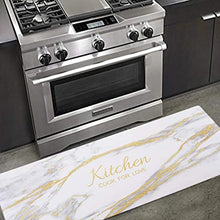 Carvapet Comfort Anti-Fatigue Kitchen Standing Desk Mat Waterproof Decorative Ergonomic Floor Pad Kitchen Rug, Black&Golden Marble Design 17"x47"