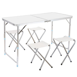 Steel Portable Folding Table with 4 Folding Chairs