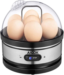 7- Egg Electric Cooker Stainless Steel with Poacher & Steamer Attachment