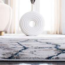 Modern Abstract Soft Area Rug, Ivory Grey/Blue