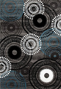 Contemporary Circles Gray/Grey Blue White Black Area Rug