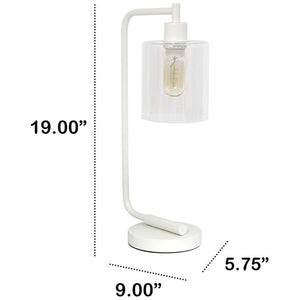 Lalia Home White Iron Desk Lamp with Glass Shade