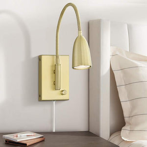 360 Lido Warm Gold Gooseneck Plug-In Reading Wall Lamp