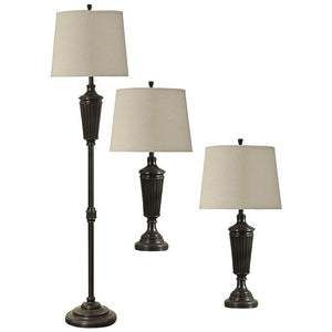 Corcoran Bronze 3-Piece Floor and Table Lamps Set