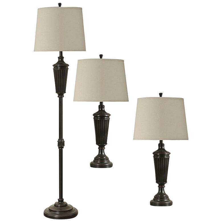 Corcoran Bronze 3-Piece Floor and Table Lamps Set