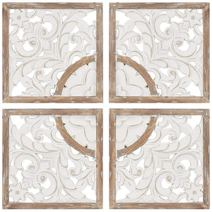 Arwen Medallion 14 3/4" Square 4-Piece Wood Wall Art Set